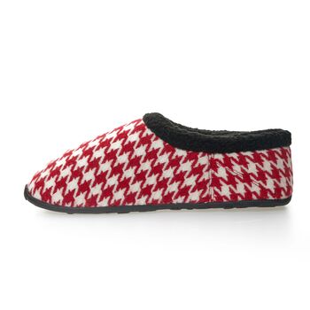 Turbo Red And White Dogtooth Mens Slippers Indoor/Garden Shoes, 5 of 9