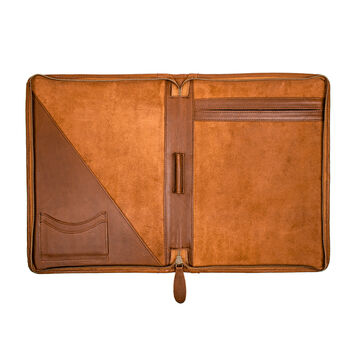 Personalised Zip Up A4 Leather Portfolio In Brown, 4 of 8