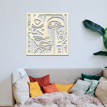 Abstract Cubist Face Wooden Wall Art Geometric Portrait, 6 of 8