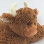 Brown Snuggly Scottish Highland Cow Cushion, thumbnail 4 of 6