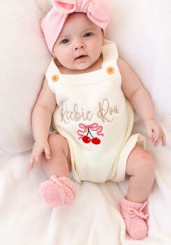 Personalised Embroidered Cherry Frill Summer Romper, 2 of 5