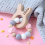 Personalised Baby Teether With Wooden Bunny Shape, thumbnail 1 of 4