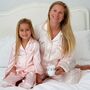 Personalised Women's Mothers Luxury Pink Silky Satin Pyjamas, thumbnail 2 of 12