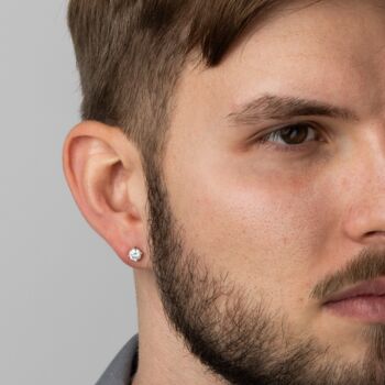 Gold Micro 925 Silver Moissanite Diamond Stud Earring For Men, 10 of 10