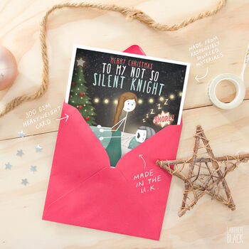 Silent Knight Funny Christmas Card Husband Boyfriend, 3 of 4