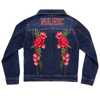 Personalised Kids Denim Jacket With Embroidered Roses, 7 of 7
