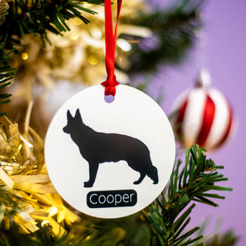 Personalised Dog Silhouette Round Christmas Decoration, 11 of 12