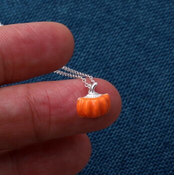 Sterling Silver Happy Autumn Pumpkin Necklace, 2 of 5