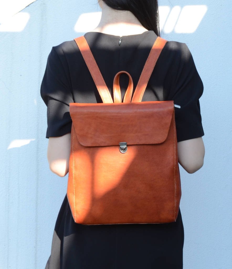 minimalist leather backpack for ladies by eazo