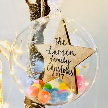 Personalised Star And Pom Pom Christmas Bauble By Edamay ...