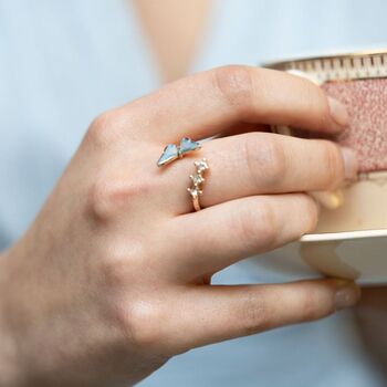 Enamel Blue Butterfly Ring, 4 of 7