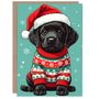 Black Labrador Puppy Christmas Card, thumbnail 3 of 5