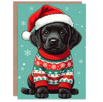 Black Labrador Puppy Christmas Card, 3 of 5