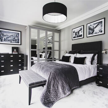 Plain Black Drum Lampshade With A White Lining, 2 of 9