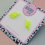 Lightning Bolt Glitter Resin Stud Earrings Pink, Green, Rainbow, Blue And Silver, thumbnail 12 of 12