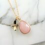 Blush Pink Gemstone And Bee Necklace, thumbnail 2 of 3