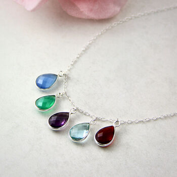 Semi Precious Teardrop Birthstone Family Necklace, 6 of 10
