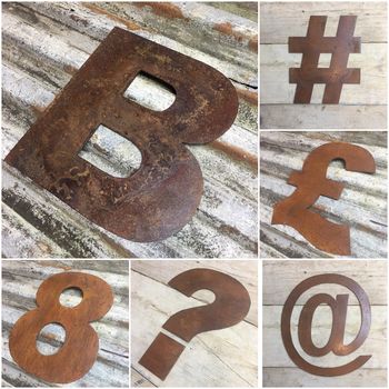 Rusty Metal Letters Personalised Decorations Signs, 8 of 12