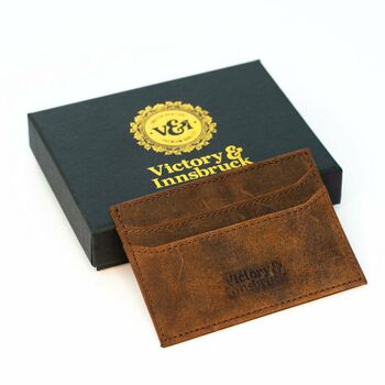 Slim Leather Card Holder Wallet; Brown Tan/Black, 10 of 12