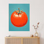 Simple Tomato Orange Red Blue Kitchen Wall Art Print, thumbnail 1 of 6