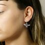 Sterling Silver Oxidised Dangly Bee Earrings, thumbnail 1 of 5