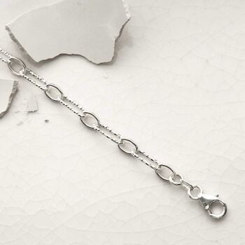 Sterling Silver Sparkling Dual Link Bracelet, 3 of 5