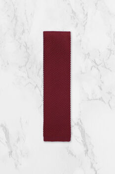 Handmade 100% Polyester Knitted Tie In Burgundy Red, 7 of 9