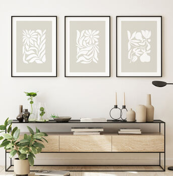 Set Of Three Modern Abstract Floral Art Prints For Home, 6 of 6
