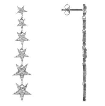Graduated Star Drop Plated Silver Earring, 8 of 9