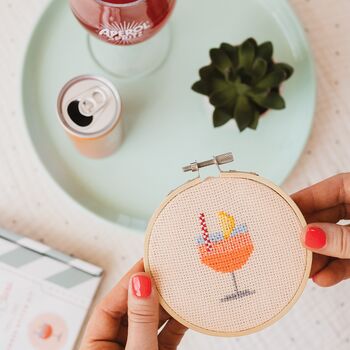Aperol Cocktail Cross Stitch Kit, 2 of 4
