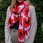 Poppy Red And White Mid Weight Flower Scarf, thumbnail 2 of 4