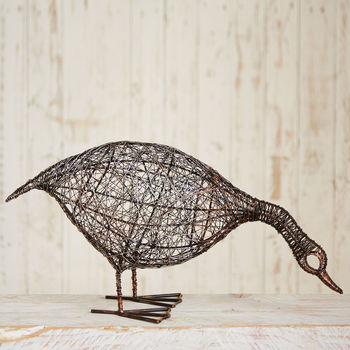 Handcrafted Wire Anka Drinking Duck Garden Ornament, 3 of 5