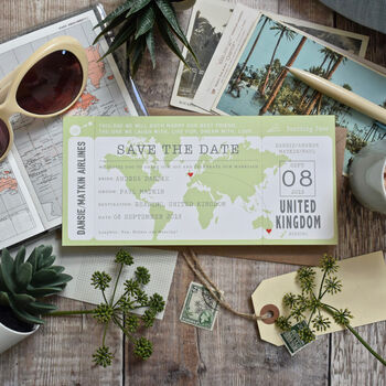 Boarding Pass Map Save The Date, 3 of 7