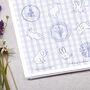 Blue Gingham Floral Rabbit Circle Sticker Sheet, thumbnail 2 of 2