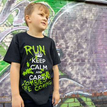 Keep Calm Run Zombies Boys' Halloween T Shirt, 5 of 6