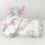 Personalised Pink Ears Elephant Comforter Blanket Set, thumbnail 5 of 8