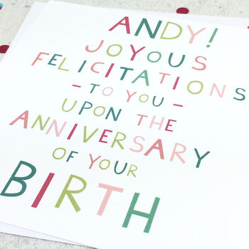Birthday 'Joyous Felicitations' Funny Birthday Card, 3 of 3