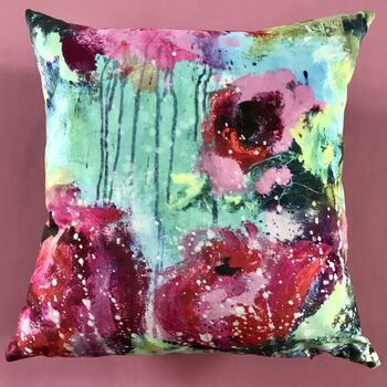 Velvet Cushion Painterly Peonies, 5 of 5