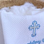 Personalised White Christening Shawl With Cross, thumbnail 5 of 6