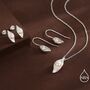Calla Lily Flower Blossom With Fresh Water Pearls Necklace And Earrings In Sterling Silver, thumbnail 1 of 12