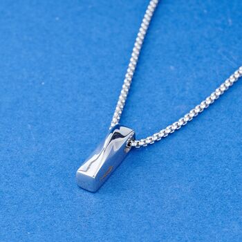 Silver Rectangle Custom Pendant Chain Necklace For Men And Women, 7 of 12