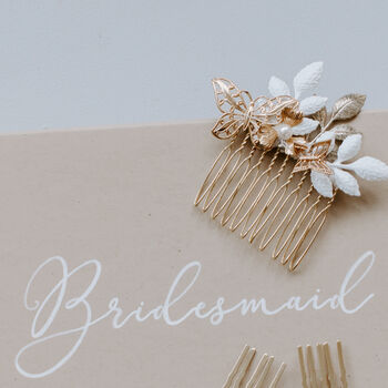 Butterfly And Foliage Bridal Or Bridesmaid Hair Comb, 4 of 8