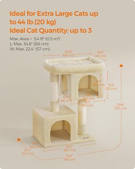 Cat Tree 101cm Cat Tower Cat Condo For Extra Large Cats, 10 of 12