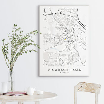 Watford Fc Poster Vicarage Road Football Map Print, 3 of 4