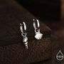 Mismatched Sea Shell Huggie Hoops Earrings In Sterling Silver, thumbnail 1 of 12