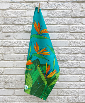 Tropical Bird Of Paradise Flower Cotton Tea Towel, 8 of 8