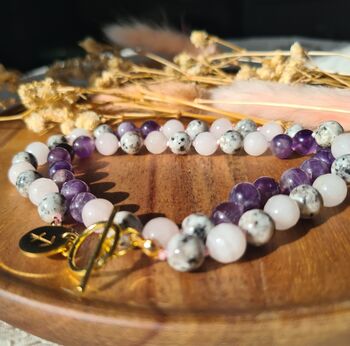 Zodiac Amethyst And Rose Quartz Crystal Necklace, 2 of 8