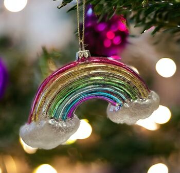 Rainbow Shaped Glass Christmas Bauble, 3 of 4