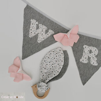 Bunting Grey And White Personalised Baby Room Decor, 4 of 11