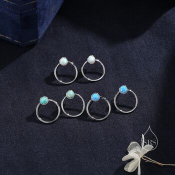 Double Circle Blue Opal Ear Jacket In Sterling Silver, 5 of 12